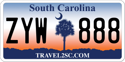 SC license plate ZYW888