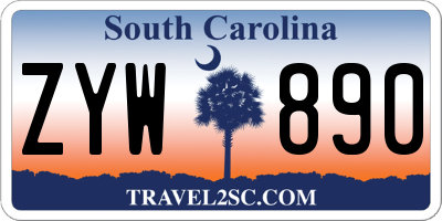 SC license plate ZYW890