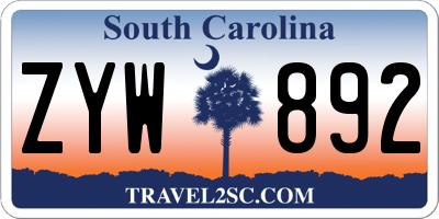 SC license plate ZYW892