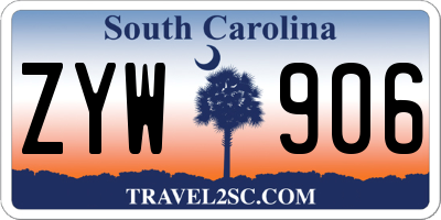 SC license plate ZYW906