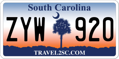 SC license plate ZYW920
