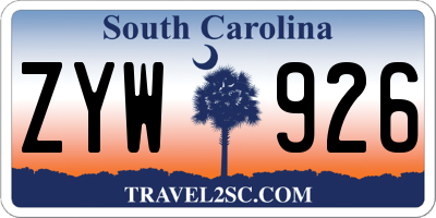 SC license plate ZYW926