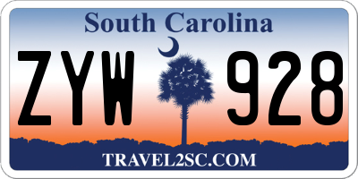 SC license plate ZYW928