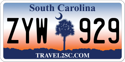 SC license plate ZYW929