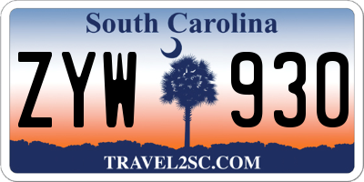 SC license plate ZYW930