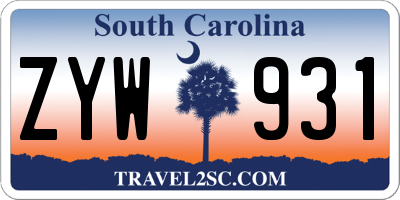 SC license plate ZYW931