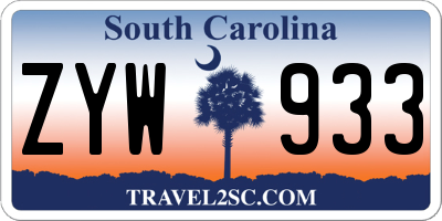 SC license plate ZYW933