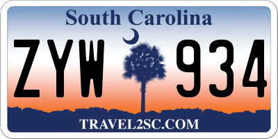 SC license plate ZYW934