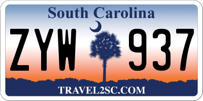 SC license plate ZYW937