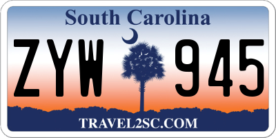 SC license plate ZYW945