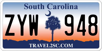 SC license plate ZYW948