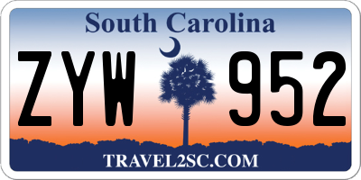 SC license plate ZYW952