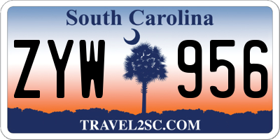 SC license plate ZYW956