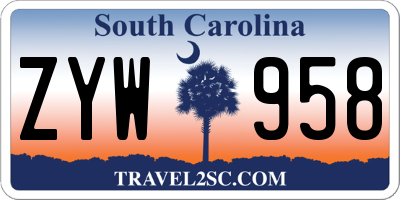 SC license plate ZYW958