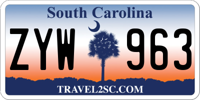 SC license plate ZYW963