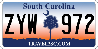 SC license plate ZYW972