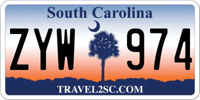 SC license plate ZYW974