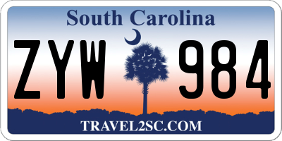 SC license plate ZYW984