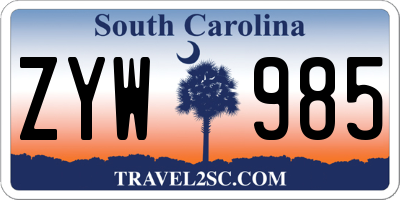 SC license plate ZYW985