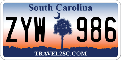 SC license plate ZYW986