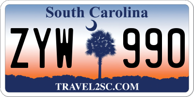 SC license plate ZYW990