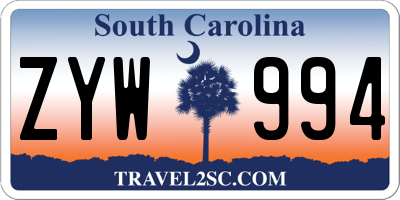 SC license plate ZYW994
