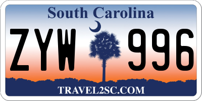SC license plate ZYW996