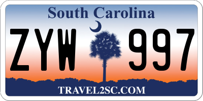 SC license plate ZYW997