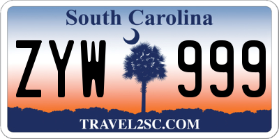SC license plate ZYW999
