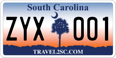 SC license plate ZYX001