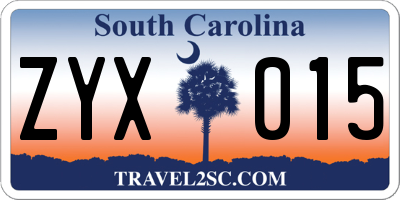 SC license plate ZYX015