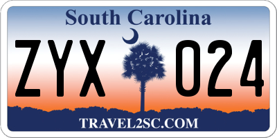 SC license plate ZYX024