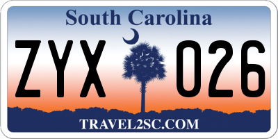 SC license plate ZYX026