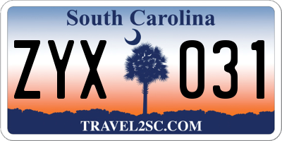 SC license plate ZYX031
