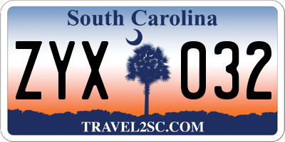 SC license plate ZYX032