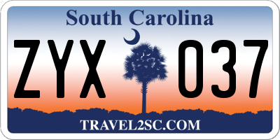 SC license plate ZYX037