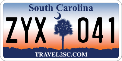 SC license plate ZYX041