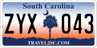 SC license plate ZYX043