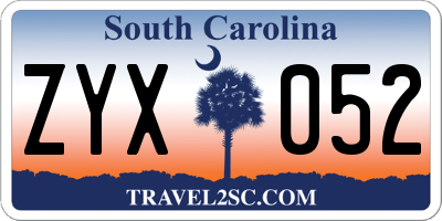 SC license plate ZYX052