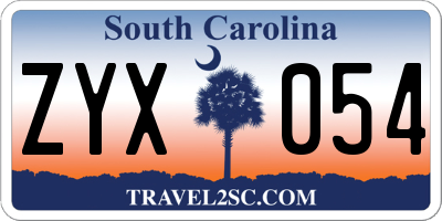 SC license plate ZYX054