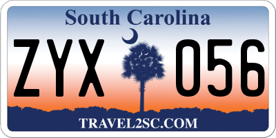 SC license plate ZYX056