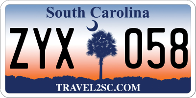 SC license plate ZYX058