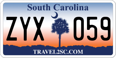SC license plate ZYX059