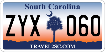 SC license plate ZYX060