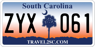 SC license plate ZYX061