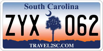 SC license plate ZYX062