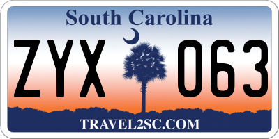 SC license plate ZYX063