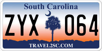 SC license plate ZYX064