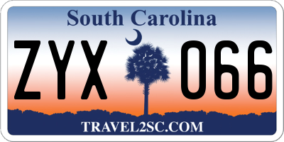 SC license plate ZYX066