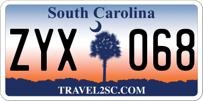SC license plate ZYX068